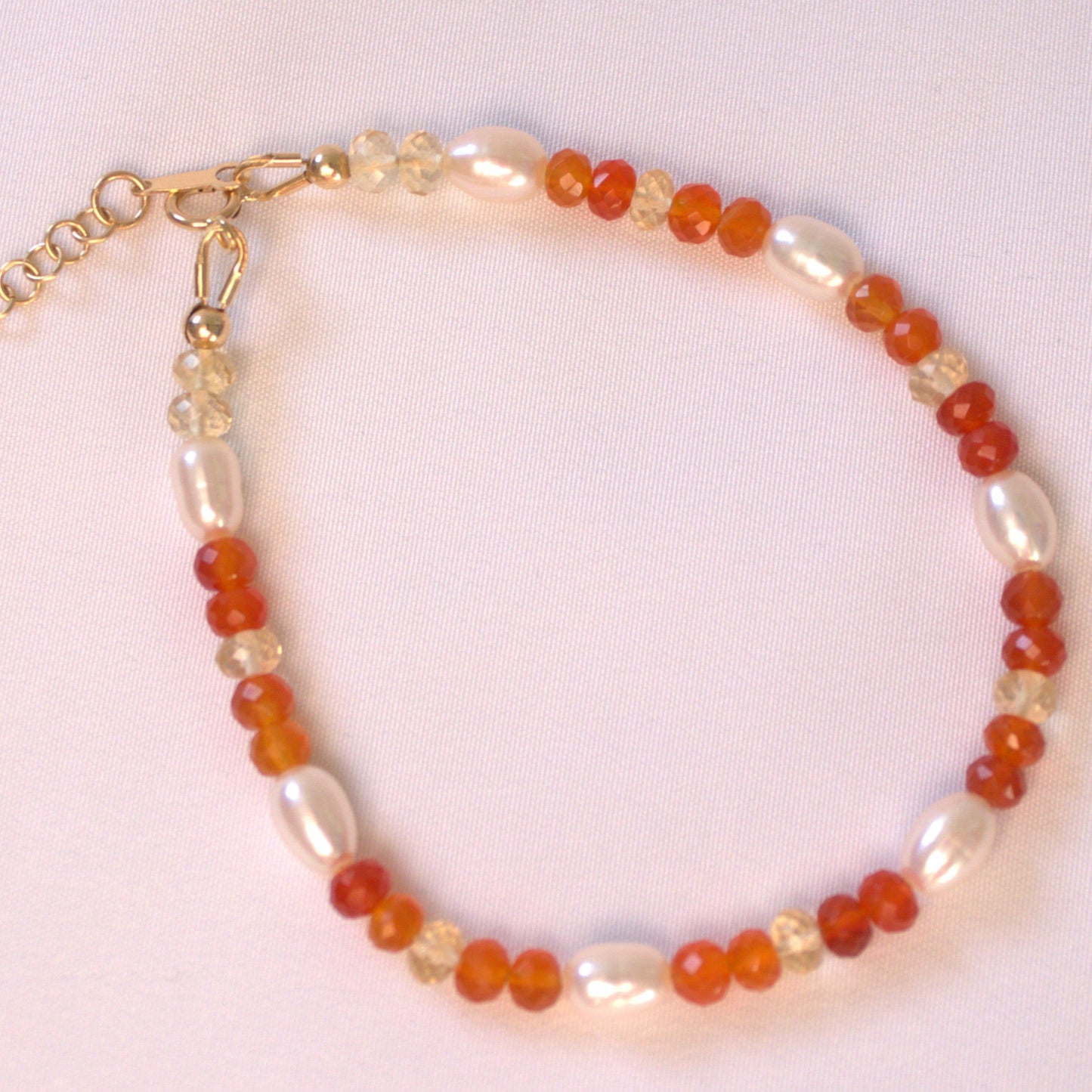 Ivory Pearl, Carnelian & Citrine Bracelet