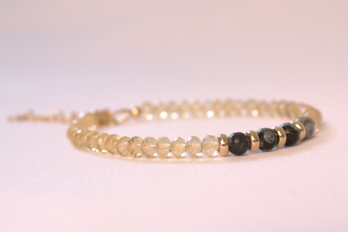 Citrine & Obsidian Gemstone Bracelet