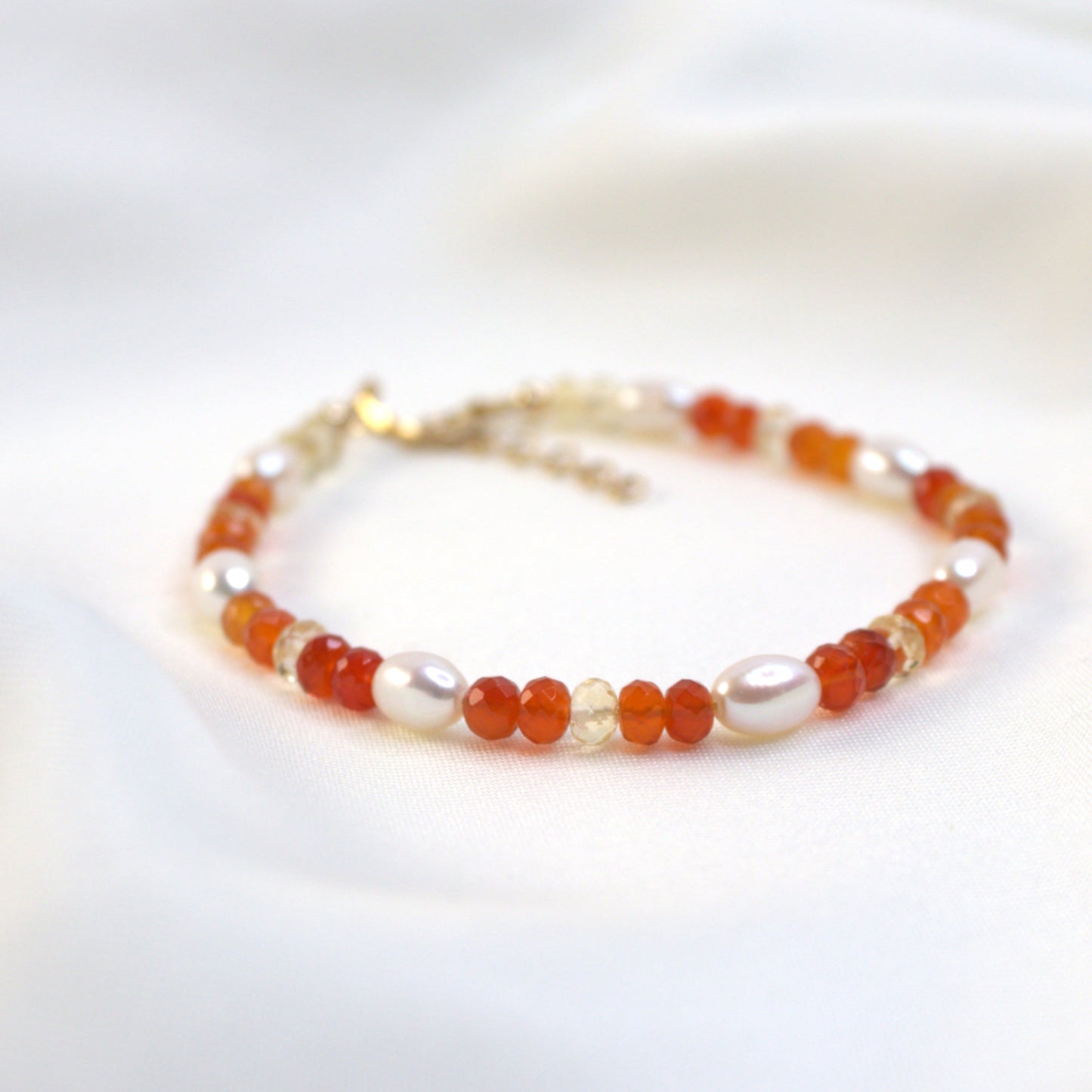 Ivory Pearl, Carnelian & Citrine Bracelet