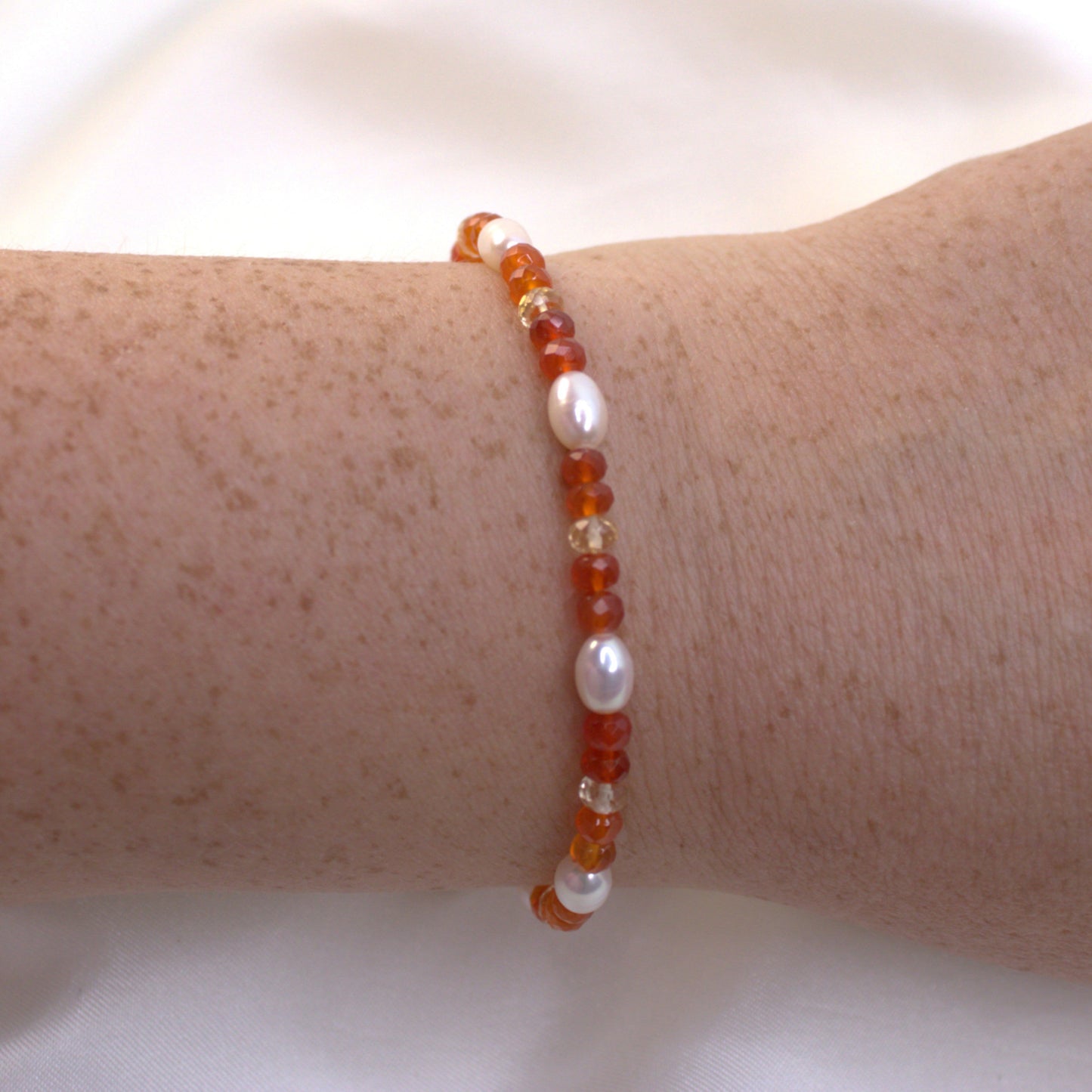 Ivory Pearl, Carnelian & Citrine Bracelet