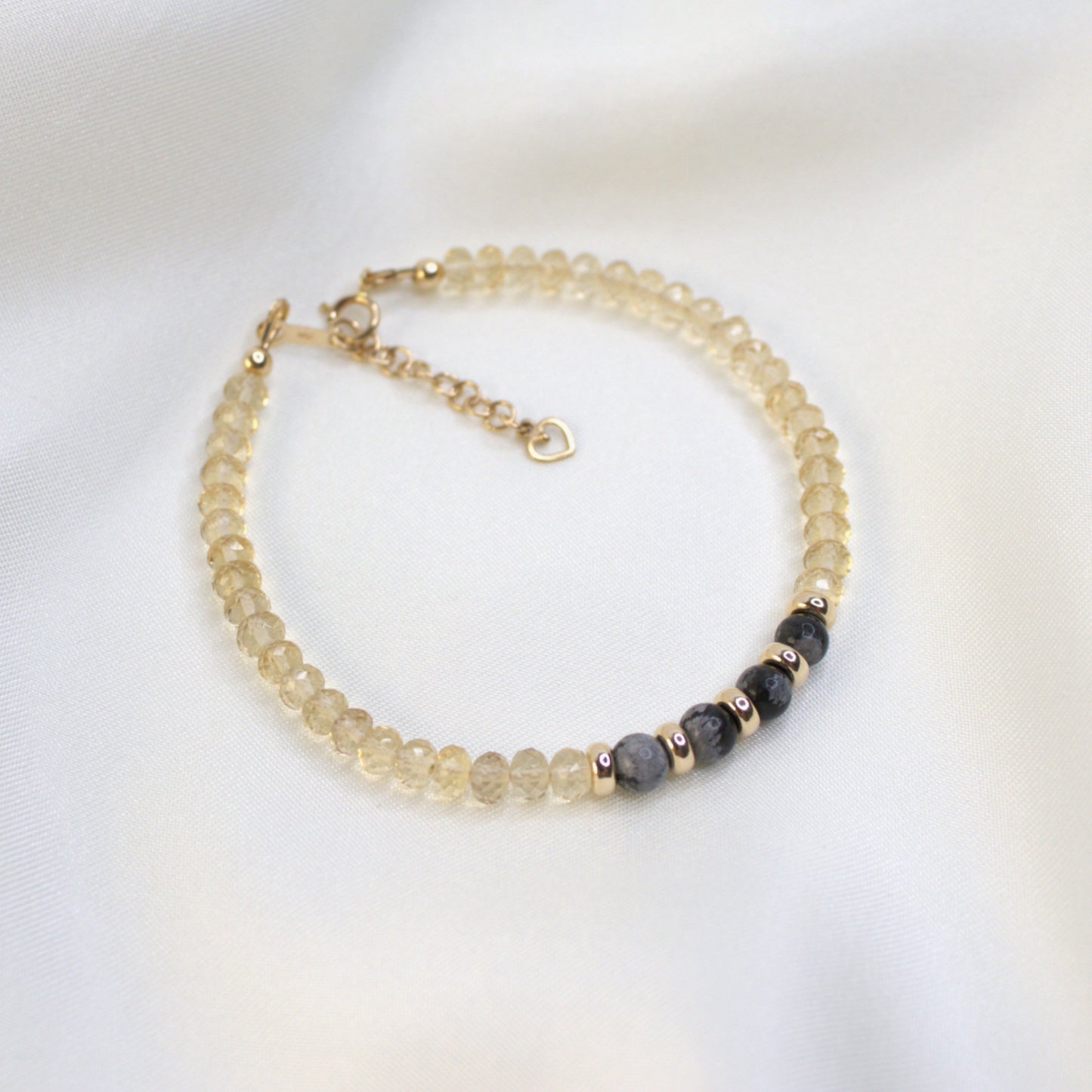 Citrine & Obsidian Gemstone Bracelet