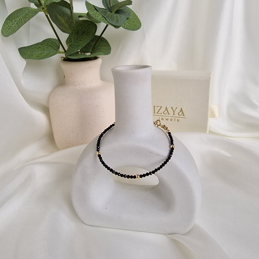Noir Essence - Black Spinel Gemstone Bracelet with gold filled accents