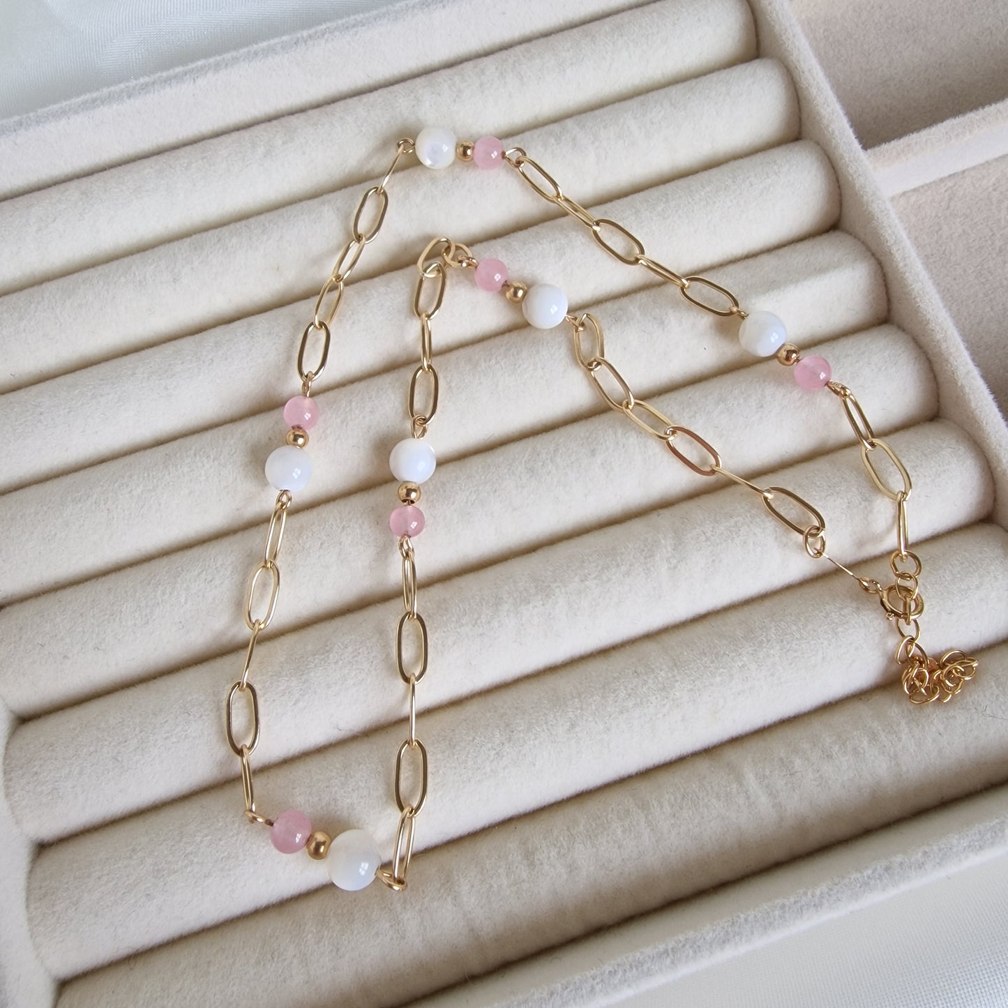 Mila –  Mother of Pearl & Rose Quartz Necklace