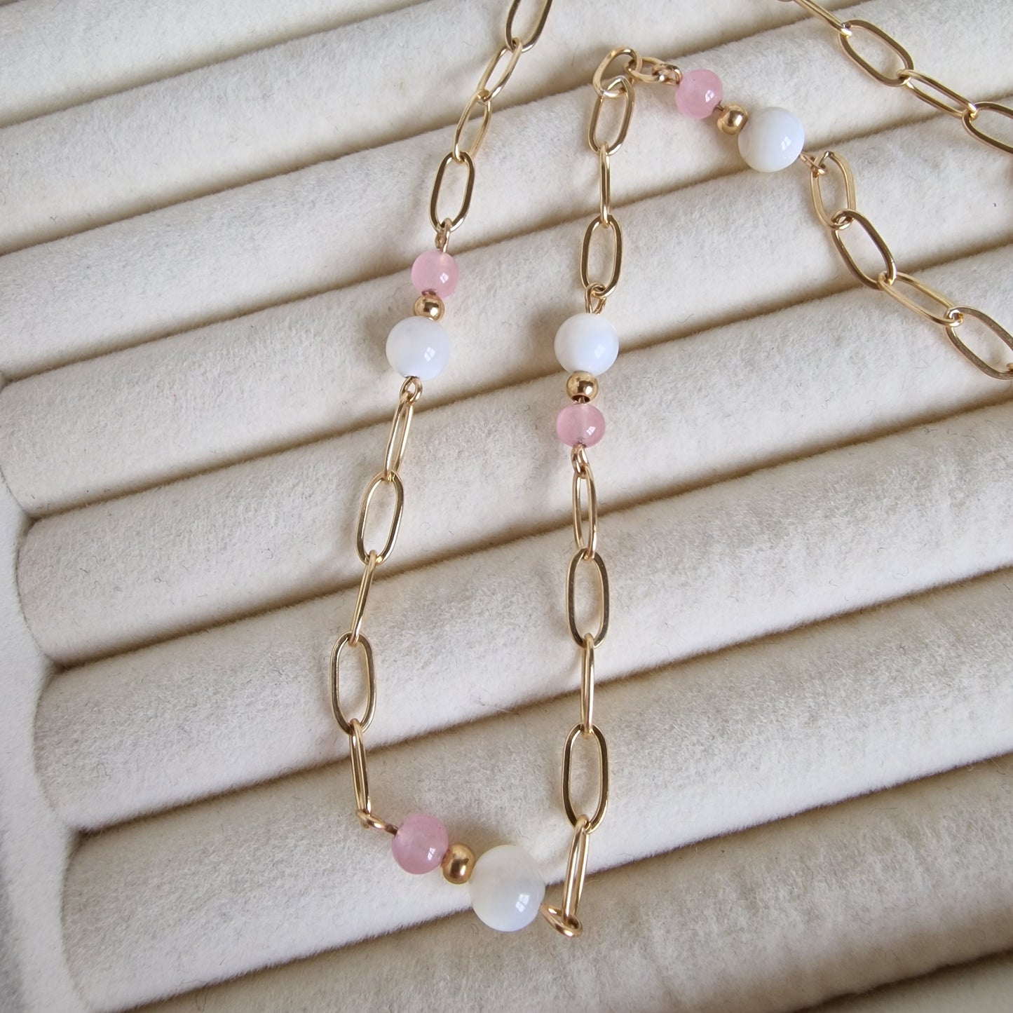 Mila –  Mother of Pearl & Rose Quartz Necklace