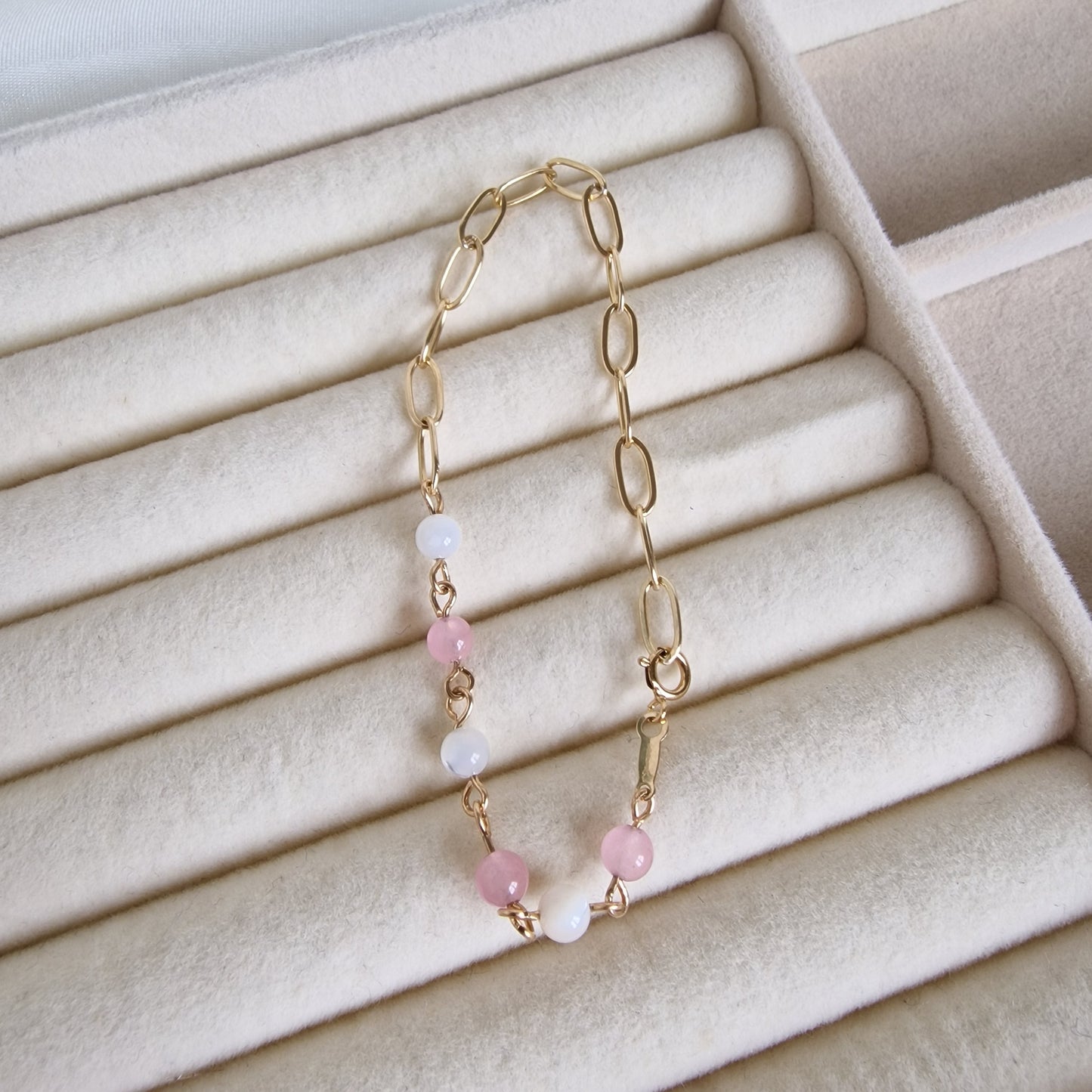 Mila –  Mother of Pearl & Rose Quartz Bracelet
