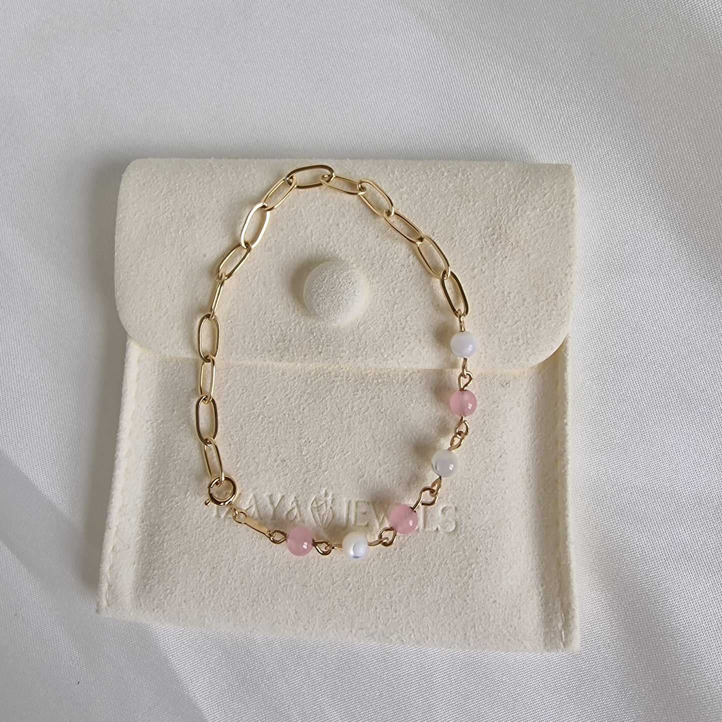 Mila –  Mother of Pearl & Rose Quartz Bracelet