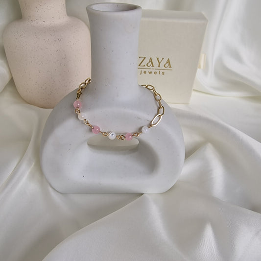 Mila –  Mother of Pearl & Rose Quartz Bracelet