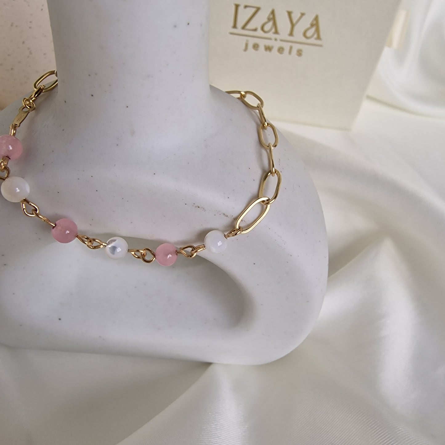 Mila –  Mother of Pearl & Rose Quartz Bracelet