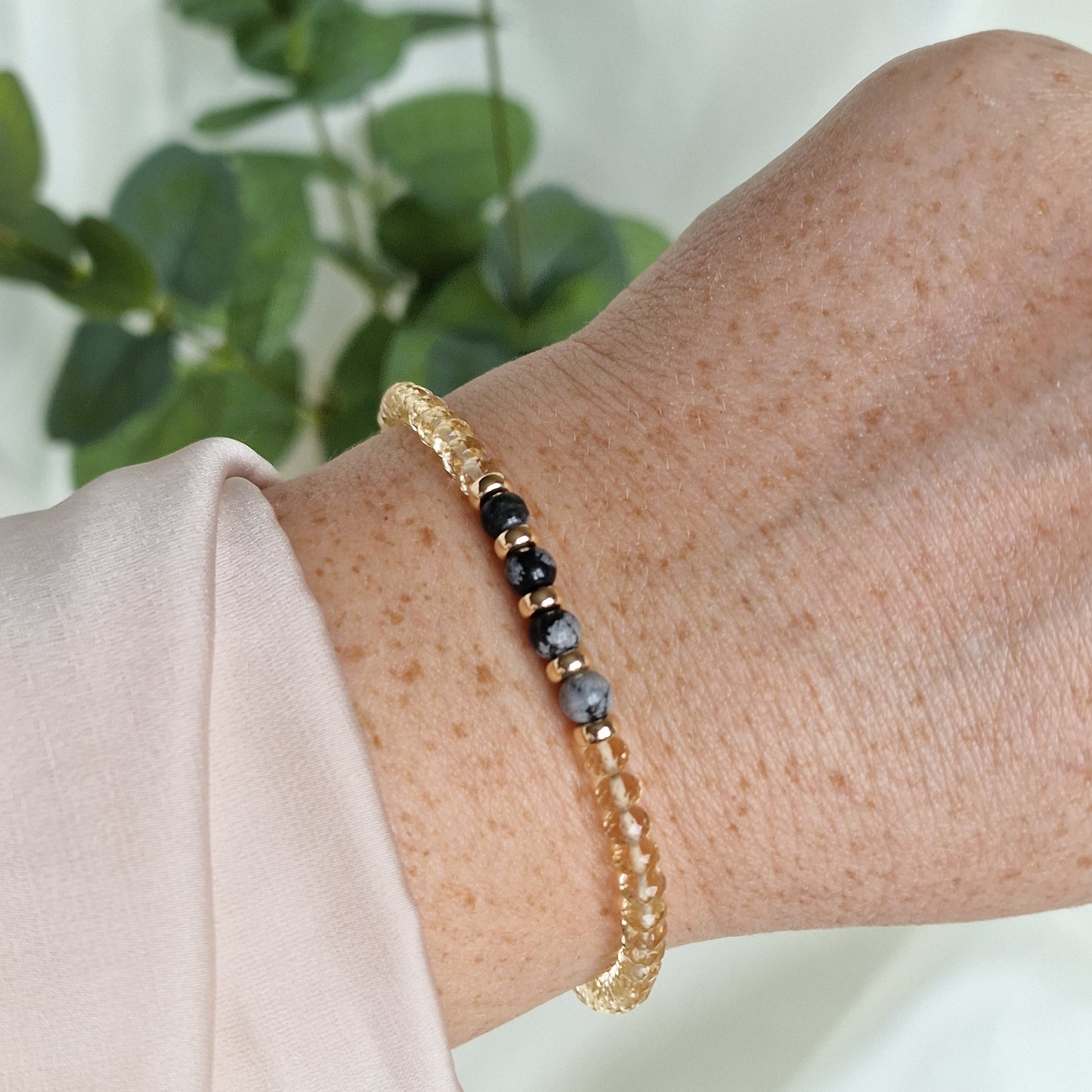 Empower Glow - Citrine & Obsidian Bracelet