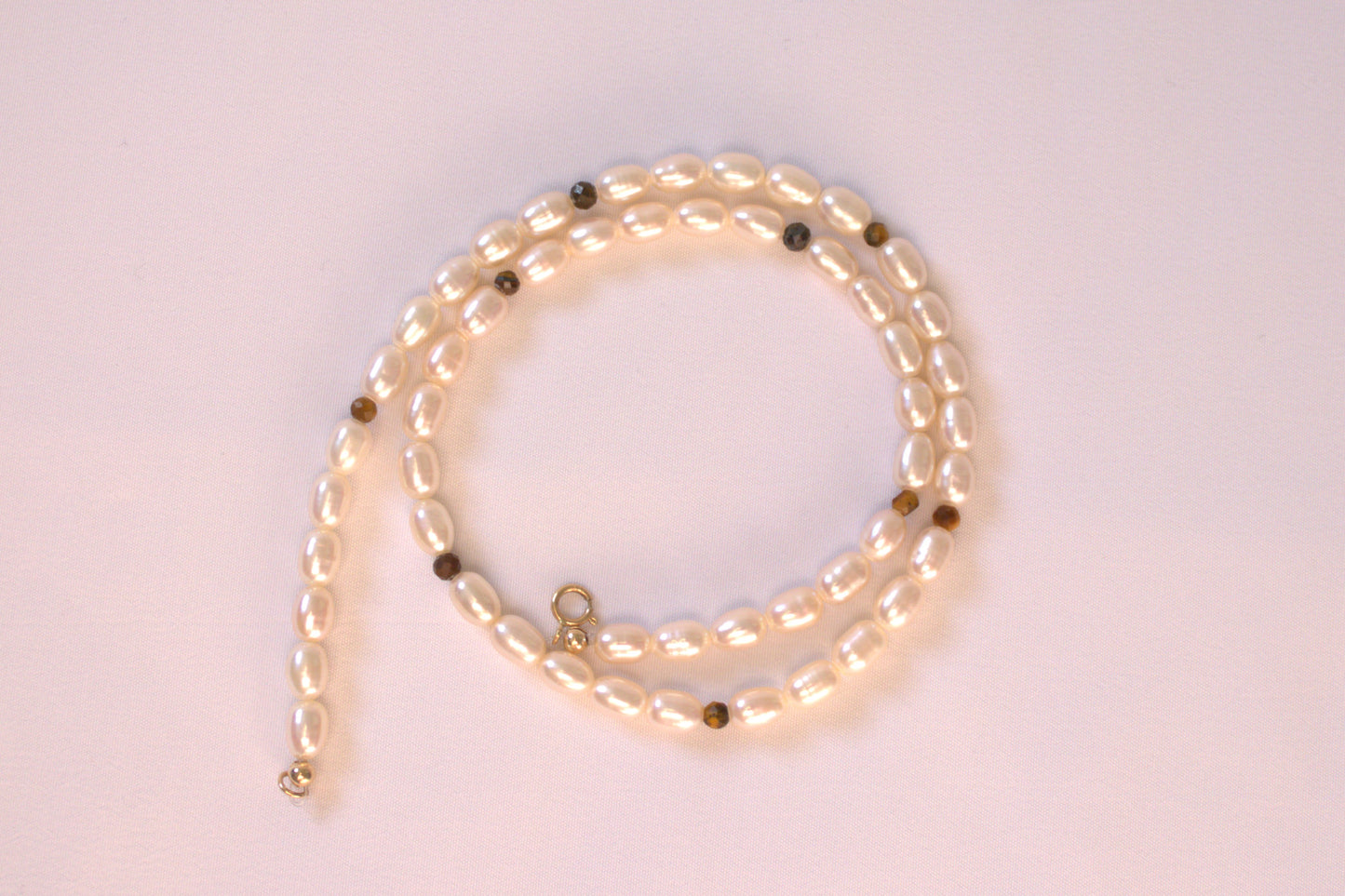 Ivory Freshwater Pearl & Tiger’s Eye Necklace