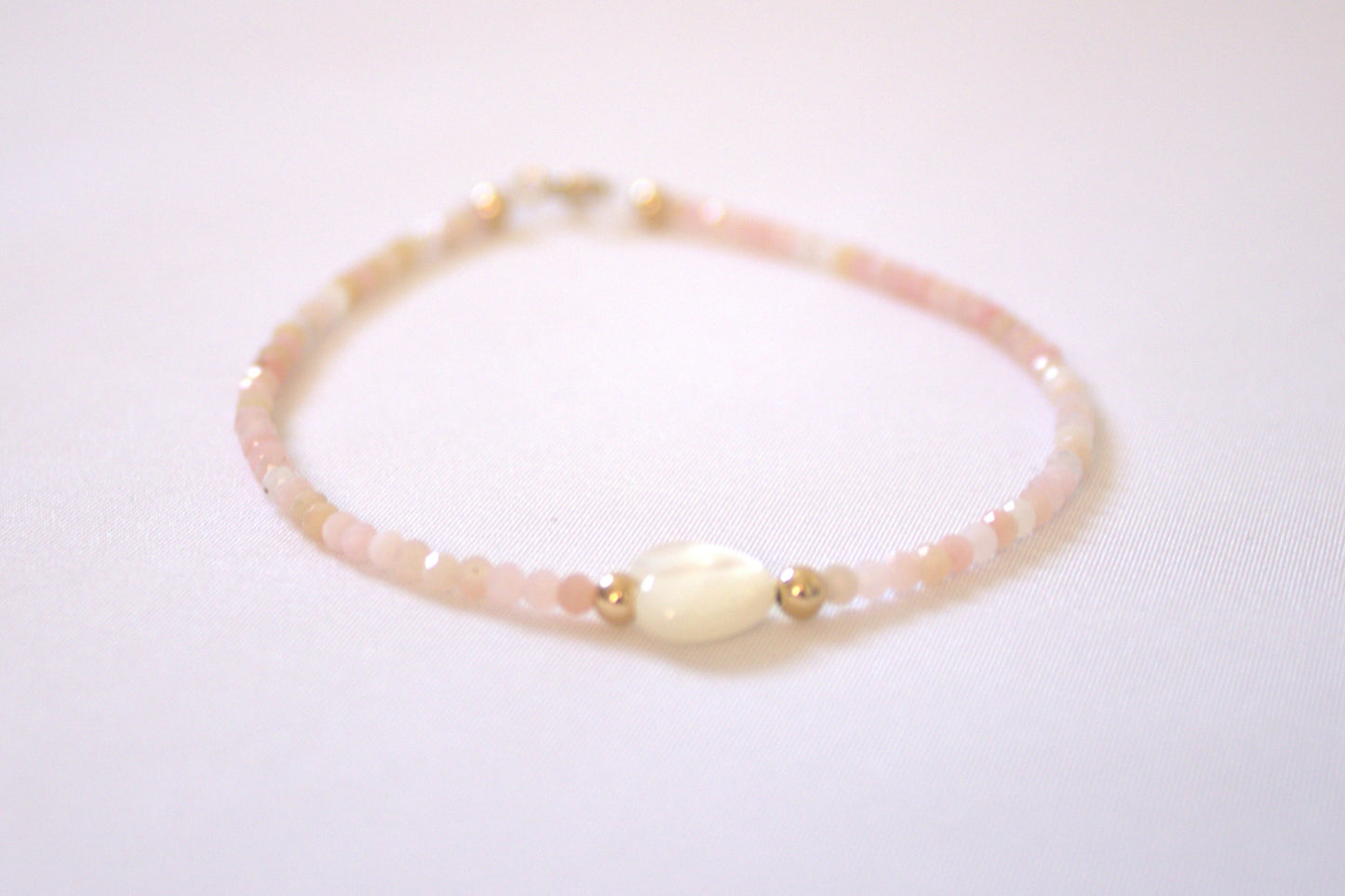 Heart Pearl & Pink Opal Bracelet