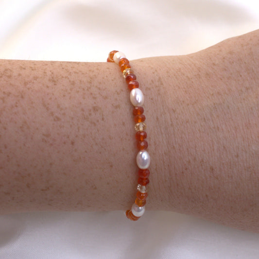 Ivory Pearl, Carnelian & Citrine Bracelet
