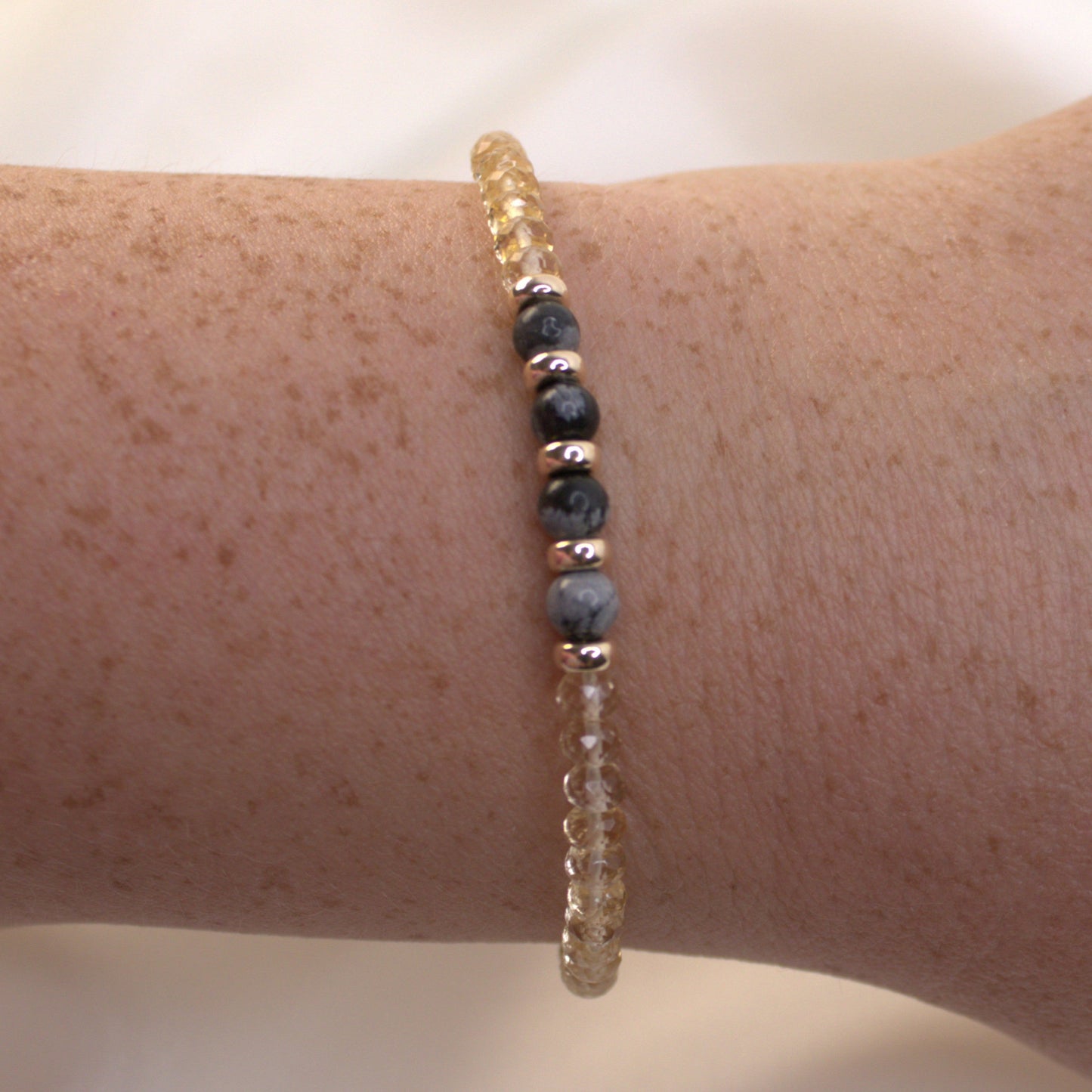 Citrine & Obsidian Gemstone Bracelet